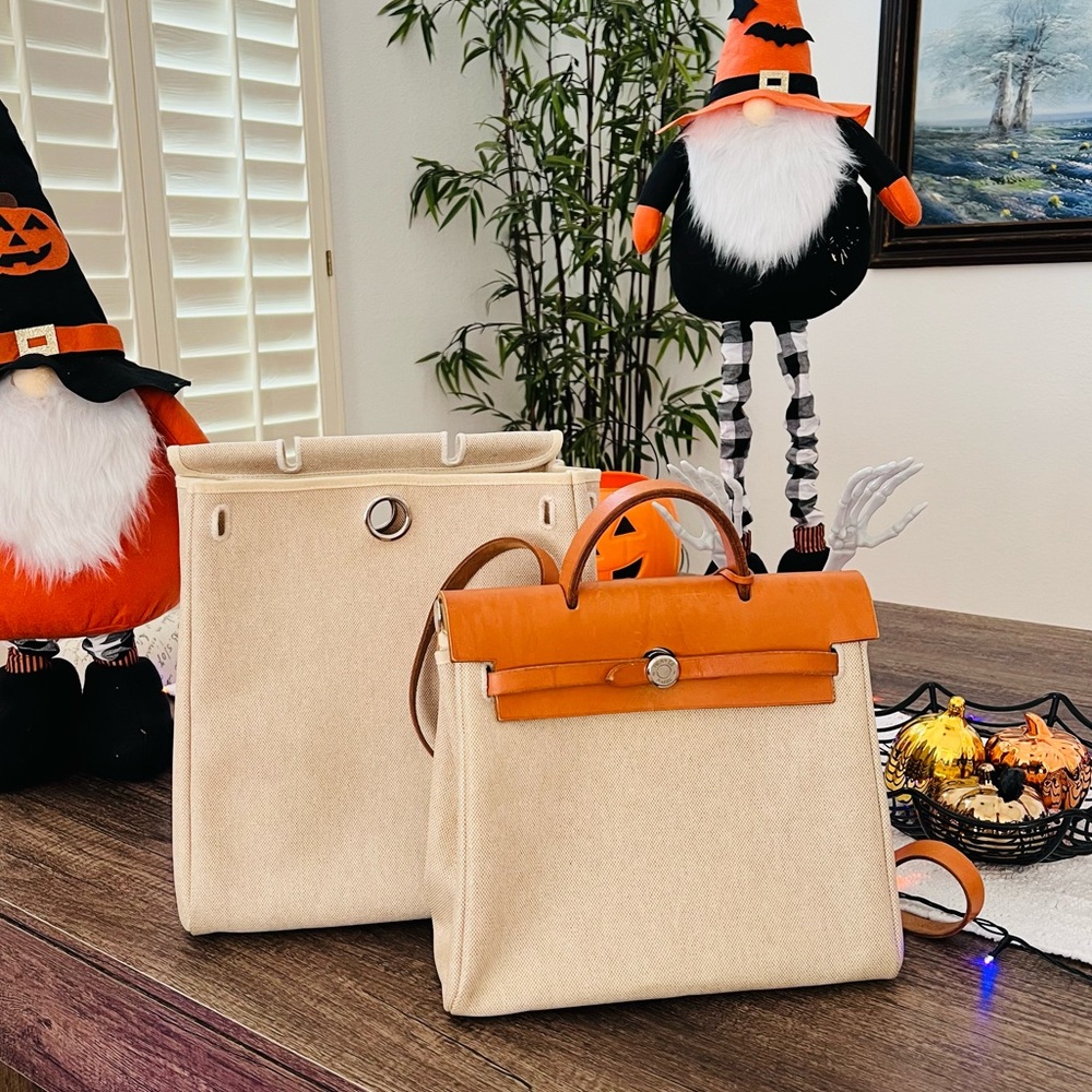 HERMES Toile Vache Calfskin Herbag - Picture 2 of 9